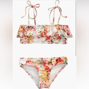 Zimmermann Girls Kids Mae Floral Ruffle Two Piece Bikini Swimsuit - Size 10Y